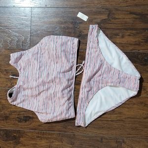Gap Two Piece Swimsuit Red/White/Blue Lace Up Back